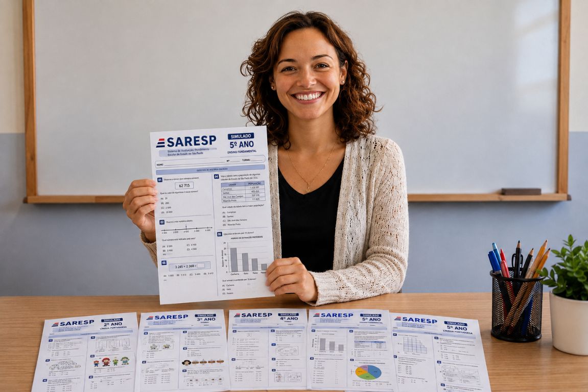 Kit de Simulados SARESP 5º Ano — cadernos de testes prontos para imprimir