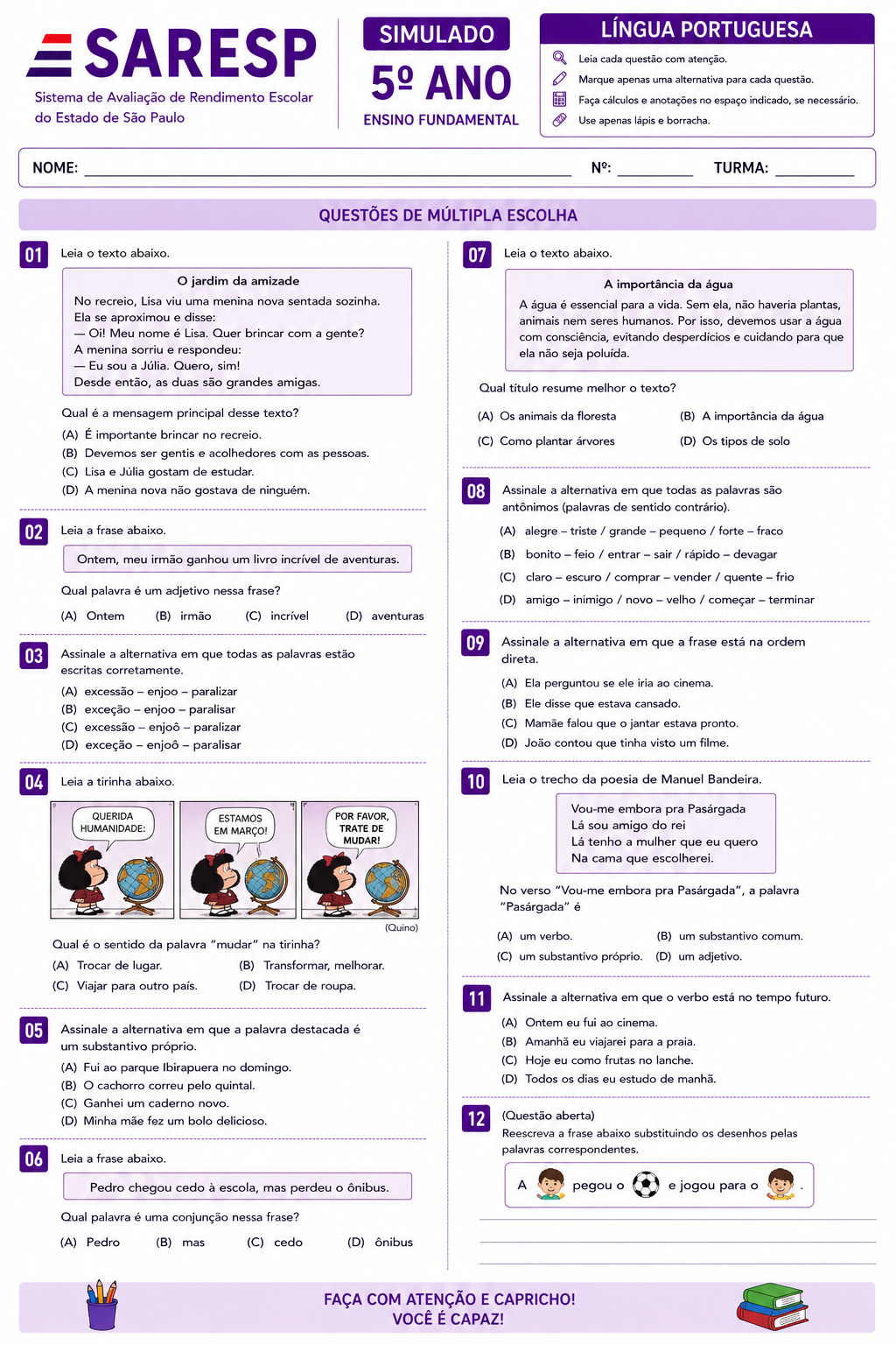 Simulado SARESP 1 — Página interna