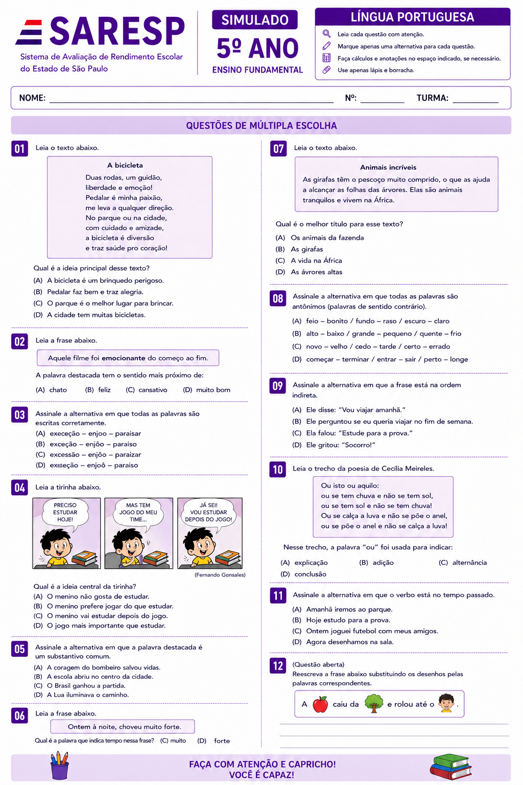 Simulado SARESP 2 — Página interna