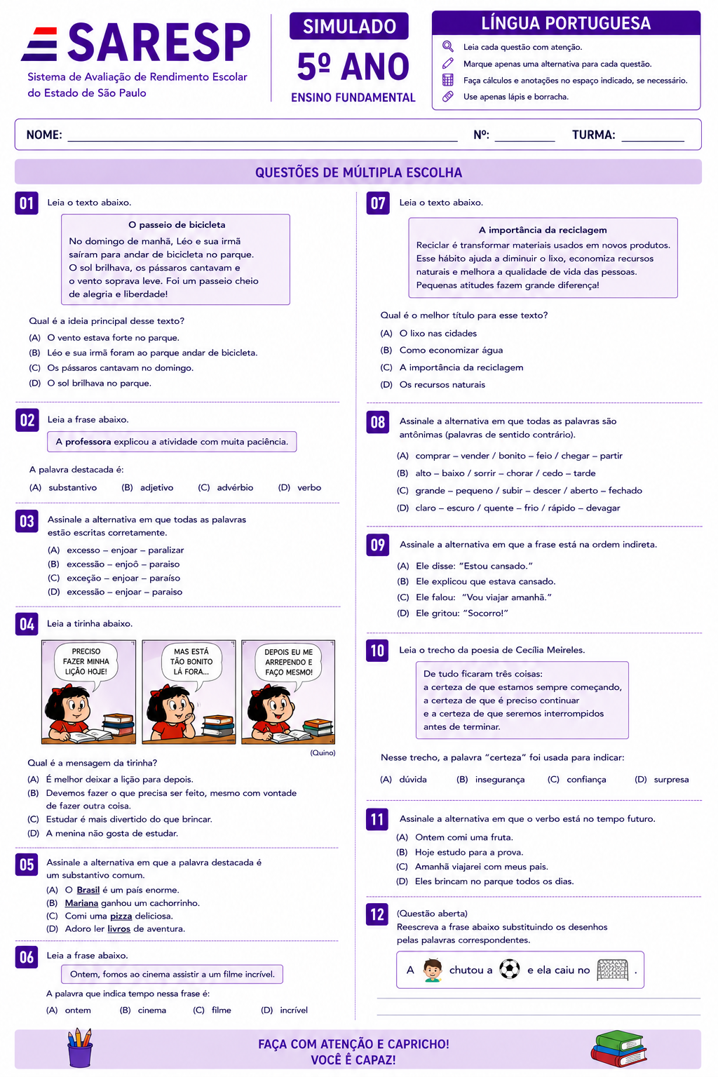 Simulado SARESP 5 — Página interna